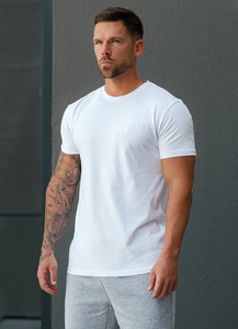 T-shirt Homme en Coton Peigné Respirant 260g, Motif Fleur Frit, Couleur Unie, Style Vieilli, pour le Commerce International - Product Image 6