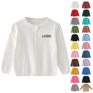 Cardigan en tricot de coton à manches longues et col rond boutonné pour garçons et filles, uniforme scolaire unisexe, veste pull - Product Image 3