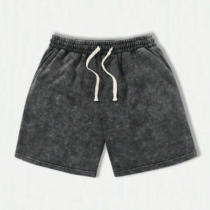 Shorts en coton délavé pour homme, style vintage, décontracté, été, coupe ample, streetwear avec poches latérales - Product Image 4