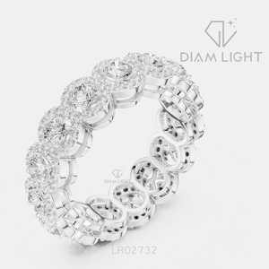 Bague de fiançailles de luxe en or blanc 14 carats avec diamant de laboratoire certifié IGI 3,203 carats, taille ronde, F+ VS+, pavé - Product Image 2