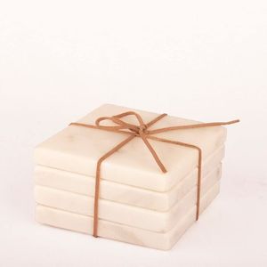 Sous-verres en marbre en gros, sous-verres en pierre naturelle blanche et en laiton avec motif cœur pour la décoration de table et les accessoires - Product Image 4