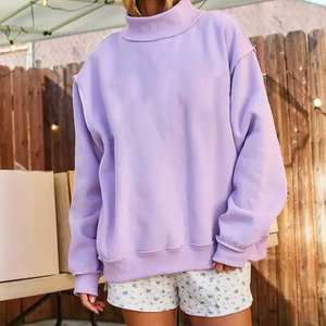 Womens <b>Light</b> Pink Oversized Sweatshirt Blessed Embroidery Mock Neck Premium Heavyweight Loungewear Top - Product Image 4