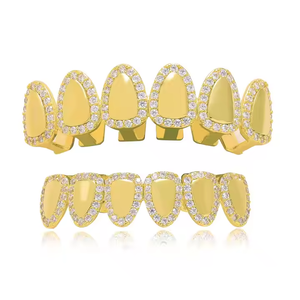 Vintel VE202 Grillz de Dientes Unisex de Plata 925 Chapado en Oro con Microincrustaciones de 6 Dientes, Estilo Hip Hop, Joyería Corporal para Fiesta de Halloween - Product Image 5
