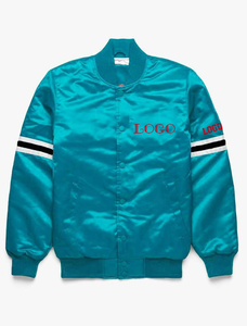 Chaqueta Bomber Varsity Deportiva Personalizada de Alta Calidad con Parche de Logotipo, Informal, de Seda Satinada, Transpirable, Estilo Hip Hop, Ligera - Product Image 3