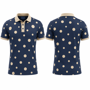 เสื้อโปโลชายสีขาวลายจุด แขนสั้น ผ้าฝ้ายถัก ดีไซน์ลำลอง ระบายอากาศได้ดี - Product Image 4