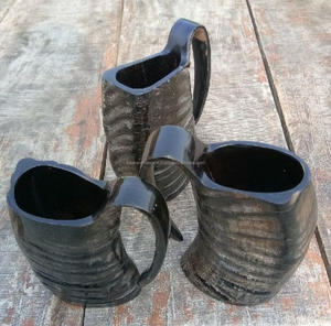 Chope en corne de buffle faite à la main tasse Viking sculptée Style guerrier nordique corne à boire de vache pour les fêtes religieuses artisanat naturel FWE - Product Image 4