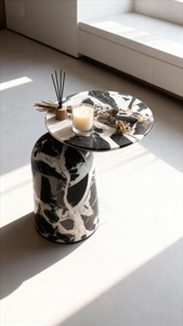 Mesa de Centro Moderna de Mármol con Patrón de Vetas Blancas y Negras, Diseño Minimalista, Muebles para Sala de Estar, Última Llegada - Product Image 2