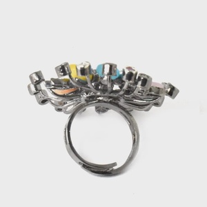 Best Selling Multicolor <b>Statement</b> <b>Ring</b> Black Plated Adjustable Fancy Shape Cocktail <b>Ring</b> Bold Fashion Jewelry Gift for Women - Product Image 3