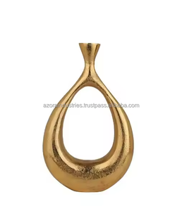 Laiton américain Design Sculpture Vase à fleurs Pot de fleur coulé pour contenir des fleurs coupées plaqué taille décor à la maison par les industries Azora - Product Image 3