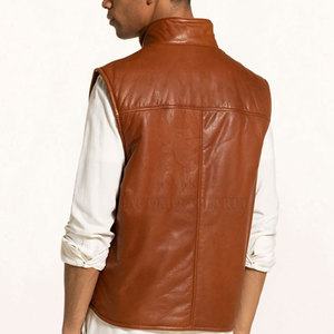 Gilet en cuir pour homme, mode hiver, texture douce, coupe confortable, idéal pour les voyages, les tenues décontractées et les styles vestimentaires modernes - Product Image 2