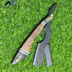 Customize Barber Razors with Wood Handle Black Salon Shaving Razors <b>Swing</b> Lock Custom Barber Razors Barbershop & Styling Use - Product Image 3