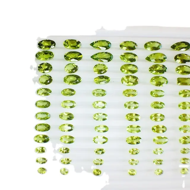 Natural AAA quality natural peridot with very good color and luster each and every stone is loupe and clean and luster good .