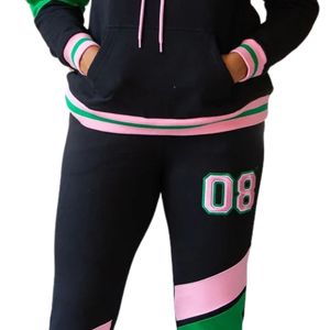 AKA Black Colorblock Tracksuit Women Two Piece Set Hoodie Jogger <b>Pants</b> Pink Green Premium Athletic Wear - Product Image 5