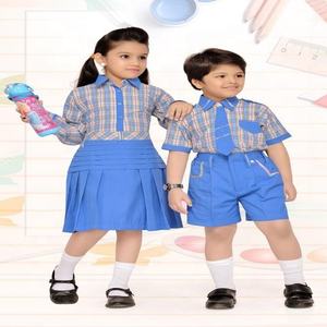 Uniforme Escolar de tela para niños y niñas, traje de manga corta con cuello y cuello - Product Image 2