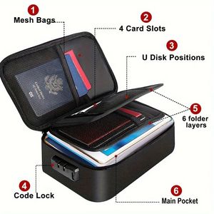 US Warehouse - 3-Layer Fireproof & saco de documentos à prova d'água com <span class=keywords><strong>Lock</strong></span> - Secure Business/Home <span class=keywords><strong>File</strong></span> Organizer - Product Image 6