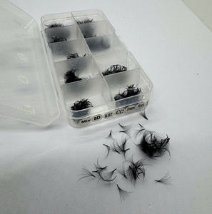 Extensions de cils en gros, en cheveux synthétiques, Promade Loose Fans, Boîte de 500/1000, Base pointue, Longueurs mixtes 3D-14D, Volume intense - Product Image 2