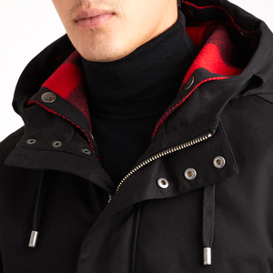 Parka d'hiver confortable à capuche pour homme avec doublure douce, coupe décontractée, style streetwear, logo frontal, veste d'hiver - Product Image 6