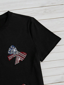 Eco-friendly Breathable Rhinestone Plain T shirt Women Shirts Low Price Pure 100%Cotton Very Attractive Solid <b>Colour</b> Rhinestone - Product Image 2