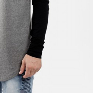 Men's <b>Long</b> <b>Sleeve</b> O-Neck Solid Color Cotton Jersey <b>T</b>-<b>Shirt</b> Casual <b>Black</b> Gray Blank Front Logo Breathable Plus Size - Product Image 3