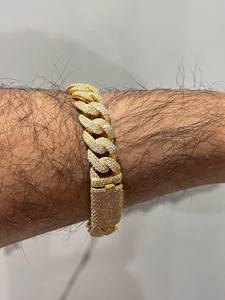 Bracelet cubain serti de diamants ronds en moissanite, plaqué or, en argent sterling 925, bijoux fins, cadeau de fête pour amis, unisexe - Product Image 4