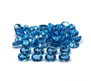 Topaze bleue suisse naturelle, taille ovale, pierres précieuses en vrac, 7mm 9mm, facettées, calibrées, vente en gros pour la fabrication de bijoux, Inde - Product Image 1