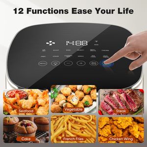 Friggitrice ad Aria da 6 Litri con Funzionalità 12-in-1: Friggitrice ad Aria, Arrosto, Riscaldamento, Disidratazione, Cottura al Forno, Cottura a Vapore a 400°F, Display con Finestra Quadrata - Product Image 4