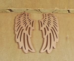 Wooden Angel <b>Wings</b> Cutout Decor <b>Earrings</b> Supply Natural Finish For DIY Projects - Product Image 2