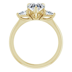 Anillo de Compromiso de Oro de 9k/10k/12k/14k/18k con Tres Diamantes Cultivados en Laboratorio con Corte Pera, Calidad VS1, Estilo Elegante, Certificado IGI, para Mujer - Product Image 5
