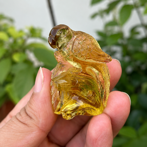 Statue d'oiseau en citrine naturelle sculptée à la main, 2 pouces, sculpture en cristal de pierre précieuse, pierre jaune, décoration d'intérieur, cadeau - Product Image 2