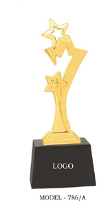 Trophée en métal Star Design modèle 786 A B C, finition plaquée, récompense durable pour les jeux sportifs avec base en bois noir - Product Image 4