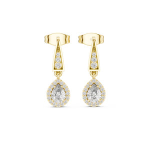 Pendientes de Oro Amarillo de 14K con Diamantes Cultivados en Laboratorio, Redondos y en Forma de Pera, para Mujer |   Diamante Cultivado Nuevo - Product Image 1
