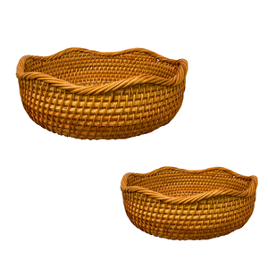 Premium Eco-friendly Handmade Wicker BREAD RATTAN <b>BASKET</b> / TRAY with <b>Weaving</b> Rustic Home Decor Storage - Product Image 1