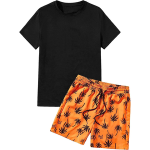 Ensemble de sport décontracté pour homme en 2 pièces, 100% coton, polaire respirant, chemises et shorts pour la salle de sport - Product Image 2