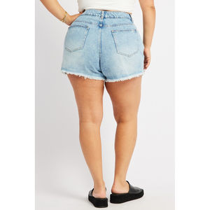 Shorts de mezclilla para mujer, de tiro alto, desgastados, con cierre de cremallera, tallas grandes, sin elasticidad, informales, transpirables, personalizados - Product Image 4