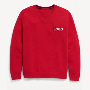 เสื้อสเวตเตอร์นักเรียนนักศึกษาสีแดงปักโลโก้แบบถักสำหรับฤดูใบไม้ร่วงและฤดูหนาวแบบ unisex - Product Image 1