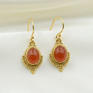 925 Sterling Silver Carnelian <b>Dangle</b> <b>Earrings</b> Vintage Boho Handmade Women Jewelry Rose <b>Gold</b> Yellow <b>Gold</b> Plated Gift For Women UK - Product Image 5