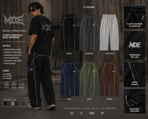 Pantalon de survêtement ample en polyester imperméable et coupe-vent pour homme, avec logo brodé personnalisé et passepoil tendance de haute qualité - Product Image 2
