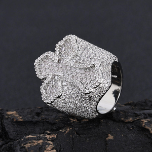 Cross <b>Ring</b> Moissanite Diamond 925 Silver Iced Out <b>Statement</b> <b>Ring</b> Hip Hop Jewelry - Product Image 5