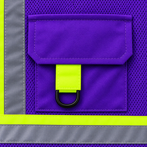 Gilet de sécurité haute visibilité réfléchissant certifié CE Iron Mark, violet, unisexe, imprimé sérigraphié, détection des aiguilles - Product Image 5