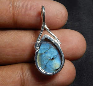 Colgante en forma de pera de Plata de Ley 925, colgante grande de labradorita hecho a mano, regalo de venta de San Valentín - Product Image 2