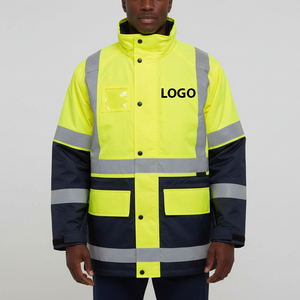 Outdoor Workwear Hi Vis <b>Mens</b> safety <b>jacket</b> High Visibility Waterproof Safety <b>Jacket</b> with <b>reflective</b> strips & multiple pockets - Product Image 3