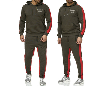 Men's Gray Hooded Tracksuit Set Full Sleeve Zipper Closure Casual Sporty Style Breathable Lightweight Polyester <b>Material</b> <b>Red</b> - Product Image 1