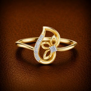 Bague de mariage en or massif 14 carats, sertie de diamants de laboratoire ronds brillants, inspirée des feuilles, avec bande incurvée, qualité DEF VVS, fournisseur en gros de bijoux fins - Product Image 1