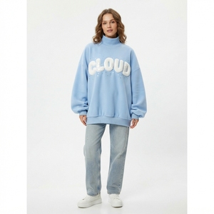 เสื้อสเวตเชิ้ตคอเต่าทรงหลวมสำหรับผู้หญิงไซส์ใหญ่ สวมใส่สบาย แขนยาว สไตล์ลำลอง สตรีทแวร์ ลายกราฟิกหัวใจและดาว - Product Image 3