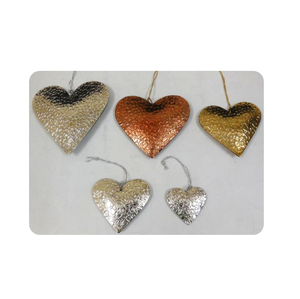 Adornos Colgantes de Corazón Hechos a Mano, Metálicos Texturizados, Ecológicos, en Plata, Cobre y Oro, Guirnaldas Decorativas de Corazones para Bodas y San Valentín - Product Image 6