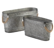 Cubo Doble Galvanizado Rústico Antiguo con Asa de Madera, Cubo Decorativo Personalizado para el Hogar y el Jardín, Ideal para Regalo - Product Image 5