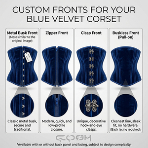 Luxury Blue Velvet Breathable Steel Boned Medium Control Corset <b>Underbust</b> Waist Trainer Women Plus Size Victorian Style Gothic - Product Image 6