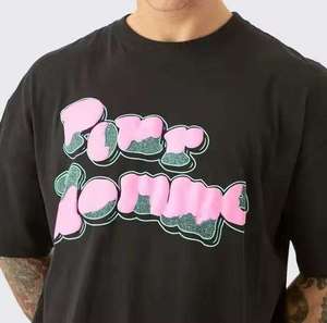 เสื้อยืดสีดำพิมพ์ลายดิจิทัล โลโก้สั่งทำได้ ทรงโอเวอร์ไซส์ ใส่สบาย ผ้าฝ้าย 100% 280 กรัม ทรงบ็อกซี่ หลวมพอดีตัว สำหรับผู้ชาย - Product Image 6