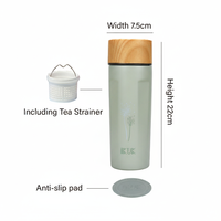 IKUK IKEU-500 Bouteille Isotherme Moderne Classique 16oz/500ml en Acier Inoxydable SUS304 avec Infuseur à Thé et Doublure en Porcelaine – Maintien Chaud/Froid 4-6h