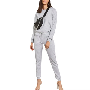 Spring High Quality Plus Size Women's Eco-Friendly Breathable Lightweight <b>Plain</b> Pullover Jogging Suits 100% Cotton <b>Tracksuit</b> - Product Image 3